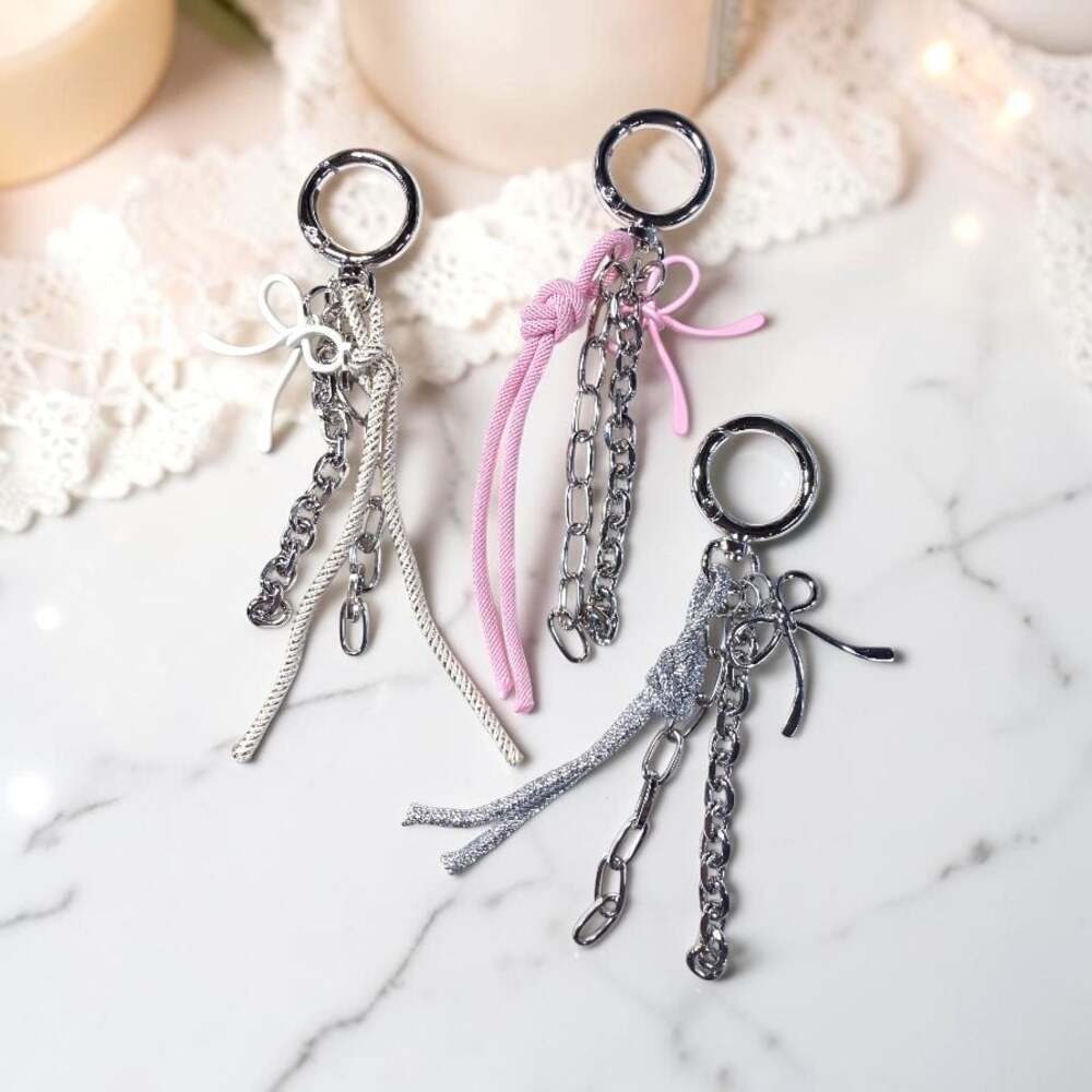 Elegant Style Bowknot and Chain Bag Charm Keychain